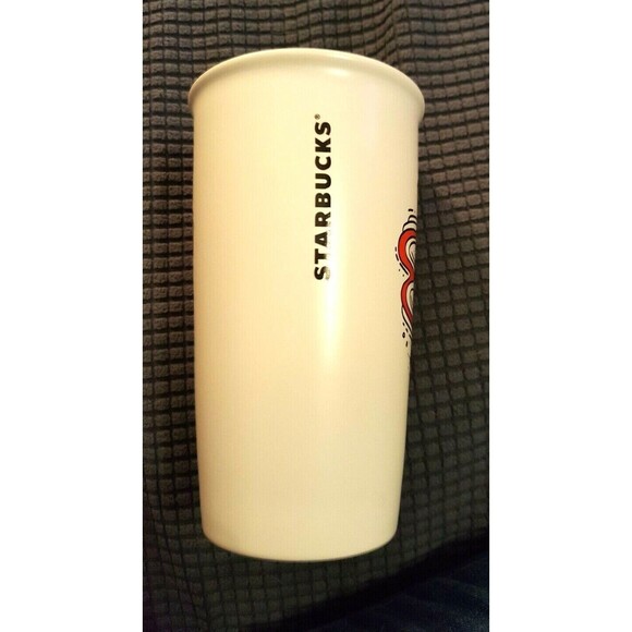 Starbucks Ceramic Tumbler 12oz Holiday 2017 Coffee Cup with Red Lid Travel Mug - Picture 12 of 12